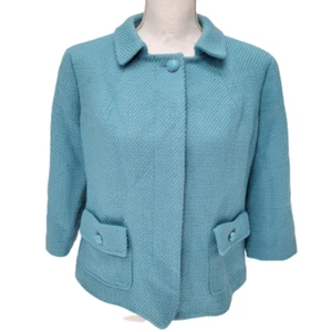 Giacca blazer Talbots 14WP Petite nuova con etichetta Lt. blu misto lana tessuto 190€ - Foto 1 di 7