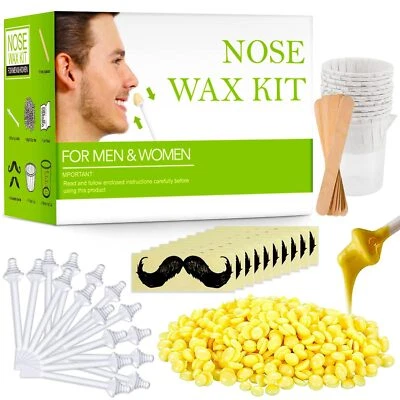 MILUKON NoseWax Kits Nasenwachs Set 100g Nasenhaarwachs 10 Holzapplikatoren10 Behälter