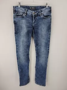 Silver Jeans Womens 30 Berkley Dark Faded Wash Skinny Embroidered Pockets Denim - Picture 1 of 11