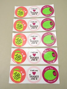5 Trader Joe's Valentinstag Aufkleber Blätter 3" Durchmesser rund oliv Sie - Bild 1 von 3