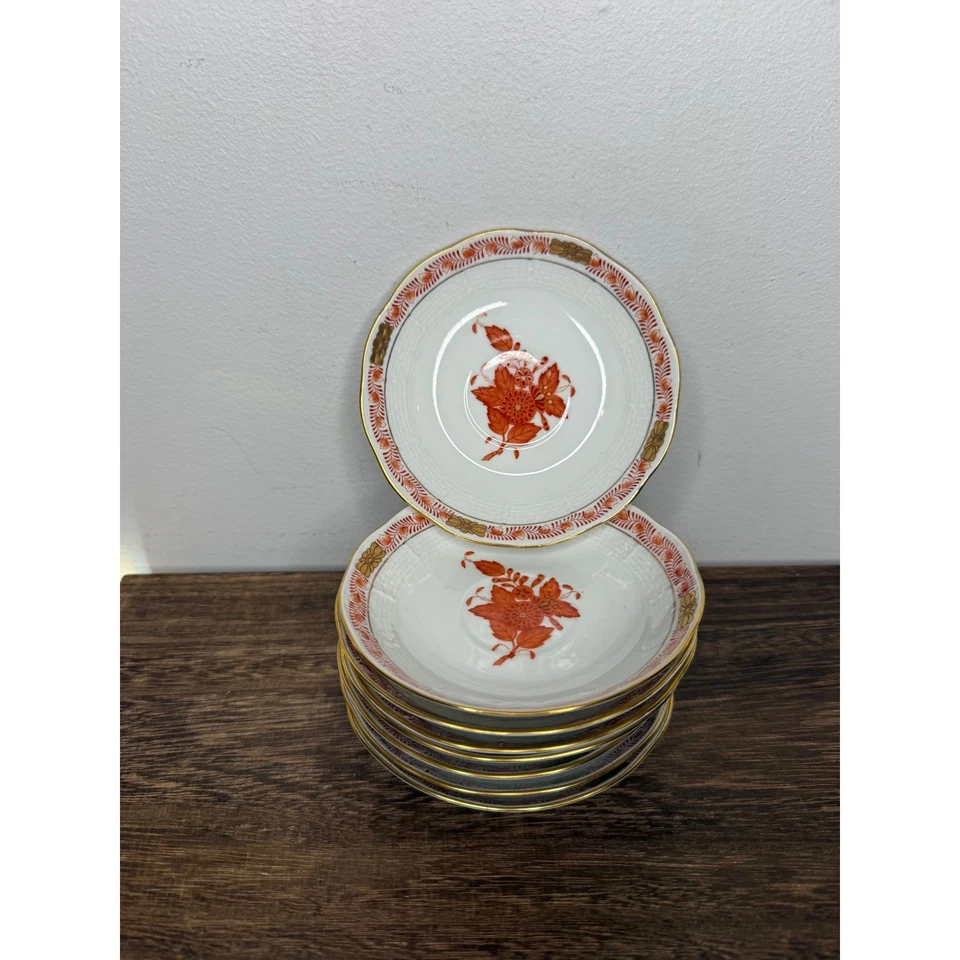 Lote de 8 platillos Herend Hungría porcelana óxido Demitasse 4,5" Foto 1 de 4