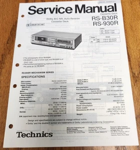 Technics RS-B30R/RS-930R Cassette Deck Service Manual - Original - Picture 1 of 2