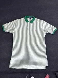 Vintage Polo Golf Ralph Lauren Shirt Mens L White Green Striped Logo Soft Preppy - Picture 1 of 7