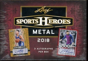 2018 LEAF METAL SPORTS HEROES JUMBO SEALED BOX 3 AUTO CARDS - Picture 1 of 1