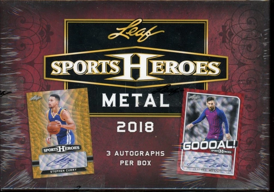 2018 LEAF METAL SPORTS HEROES JUMBO SEALED BOX 3 AUTO CARDS - Image 1 of 1