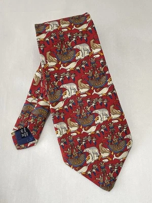 SALVATORE FERRAGAMO Corbata Hombre Estampada Caza Seda Roja G CON Foto 1 de 4