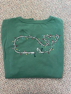 Vineyard Vines Mujer Manga Larga Verde Navidad Golf Tema Ballena L Foto 1 de 3