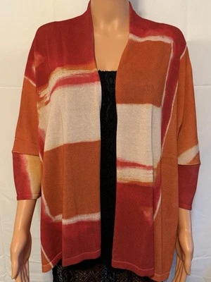 NUEVO CON ETIQUETAS WYNNELAYERS Cárdigan Estampado Verano Tejido Cortina Frontal Talla XS Rosa Borgoña Foto 1 de 4