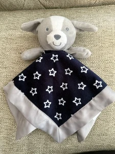 Carters Child Of Mine blau-weiße Sterne grau Welpe Lovey Sicherheitsdecke - Bild 1 von 5
