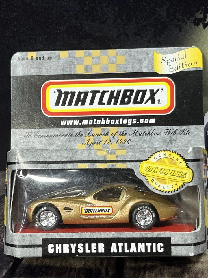 Matchbox Chrysler Atlantic Cupé 1:64 Dorado Diecast USADO Caja Sellada Estado Casi Nuevo Foto 1 de 4