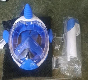 Kids Snorkel Mask, Full Face Snorkel Mask for Kids XS, Foldable Snorkeling BLUE - Picture 1 of 2