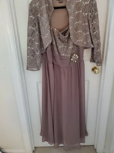 Jessica Howard Damen Champagner Chiffon Spitze Kleid Brautmutter Größe 18W EUC - Bild 1 von 7
