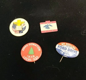 Lot of 4 VTG Americana Pinbacks Union Rally Day We Gave Donation Ford Eagle - Picture 1 of 9