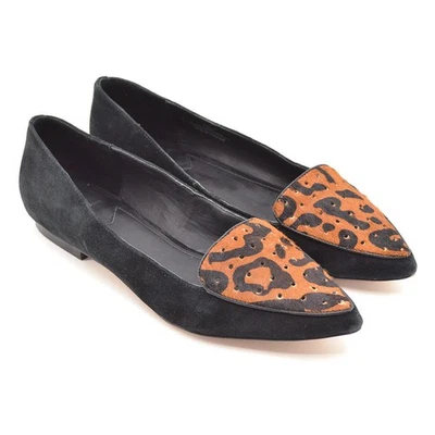 Womens Brian Atwood Villa Pointed Toe Ballet Flat 10 M Black Suede Slip On Shoes - Image 1 of 4