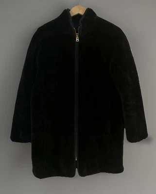 J. Crew Black Teddy Mid Length Winter Coat Plush Fleece Super Warm XS - Image 1 of 4