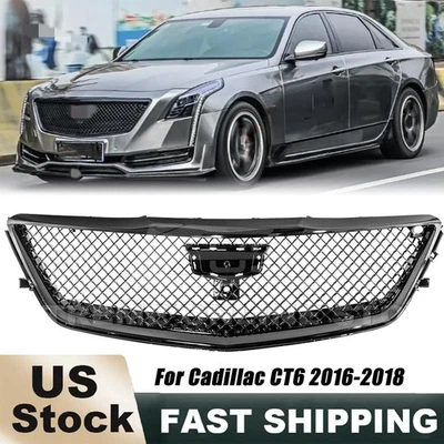 Parachoques delantero negro parrilla superior estilo Blackwing para Cadillac CT6 2016-2018 Foto 1 de 4