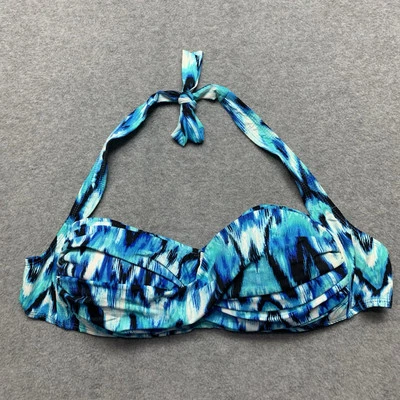 Bikini Jones New York Twist Bandeau Halter Natación Top Talla 14 Azul Corbata Bikini Foto 1 de 4