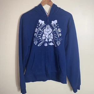 Disney Grumpy Hoodie Snow White Seven Dwarfs Navy Blue Zip Up Sweatshirt Size L - Picture 1 of 8