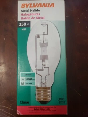 Sylvania ~ Clear, ED28, 250 Watt HID Metal Halide Metal Arc Lamp Light Bulb M58 - Image 1 of 2