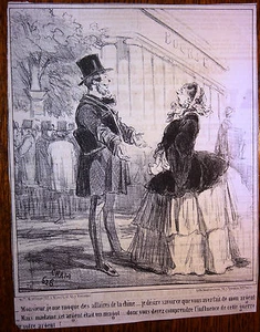 CHAM Lithographie Le Charivari Caricature XIXe La Bourse et la Guerre - Imagen 1 de 1