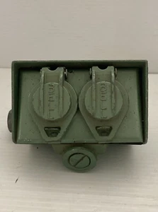 Campana de aluminio vintage resistente a la intemperie 2 salidas caja eléctrica clásica verde - Imagen 1 de 24