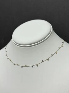 14K Tri-color Gold Dangling Circles Necklace, 18", Dainty Disc Chain, Women - Picture 1 of 8