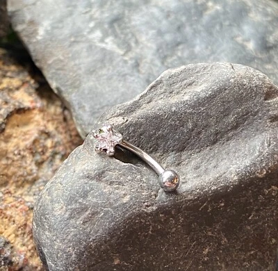 Juego de 1 puntas 3 mm circonita cúbica estrella 16 g barra curva calibre 16 anillo para cejas Foto 1 de 4