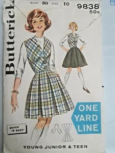 Weskit Vest Skirt 10 Butterick Sewing Pattern VTG One Yard Pleated Kneeknockers - Picture 1 of 5