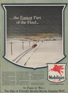 Vintage 1943 Mobilgas The Sign Of Friendly Service In Peace Or War Advertisement - Picture 1 of 1