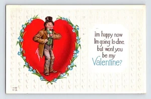 Postal Día de San Valentín Humor Hobo Vagabundo 1913 Publicado Laconia New Hampshire NH - Imagen 1 de 2