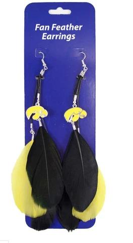 NCAA Iowa Hawkeyes Dangle Feather Earrings Licensed Jewelry By Aminco Cover