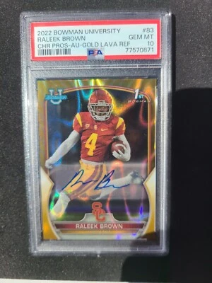 2022 Bowman Raleek Brown Gold Lava PSA 10 Rookie Auto USC Trojans 8/50 - Image 1 of 3