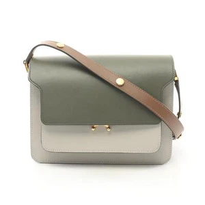 MARNI TRUNK Bolso Bandolera Mediano Cuero Gris Caqui Marrón Usado Mujeres - Imagen 1 de 10