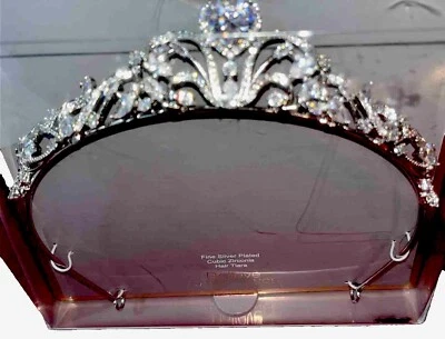 NOVO CORAÇÃO TIARA Prata Zircônia Cúbica Acredite Brilho Princesa Rainha Realeza - Imagem 1 de 4