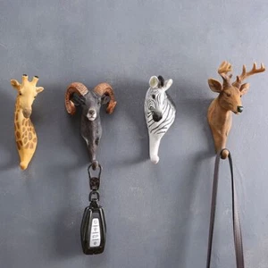 Creative 3D Animal Wall Hook Giraffe Animal Head Wall Hanger Key - Picture 1 of 18