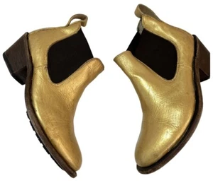Stivali Chelsea Anthropologie Gee Wawa miele oro pelle tacco a blocco 9 - Foto 1 di 10