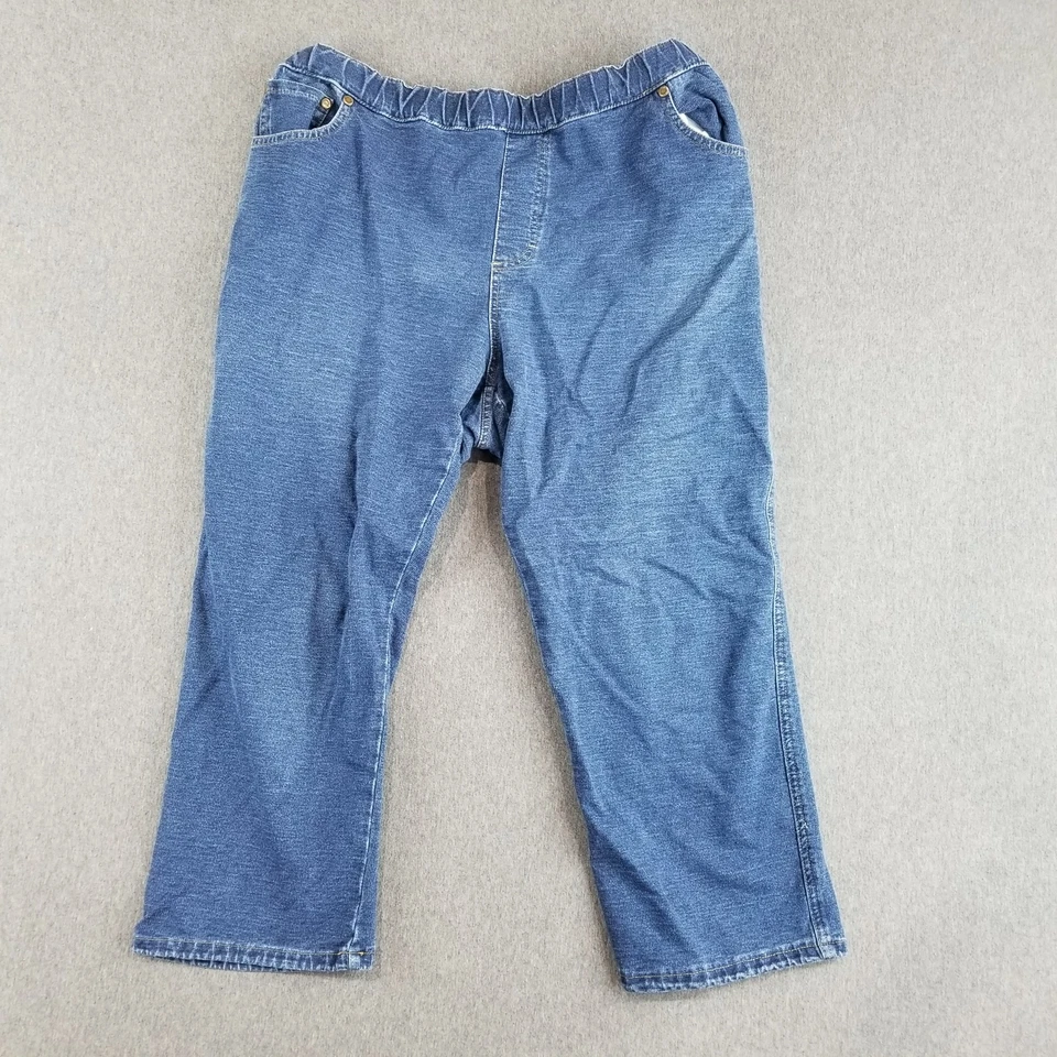 Pantalones de mezclilla Jaclyn Smith para mujer talla extra grande lavado oscuro cintura elástica bonitos Foto 1 de 4