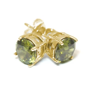 Peridot Stud Earrings Diamond Unique 2ct Solid Gold 9ct UK Made in The UK - Picture 1 of 11