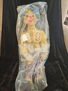 Vintage 50s Ralston Purina Scarecrow Hobo Clown plush doll rubber face 24" - Picture 1 of 9