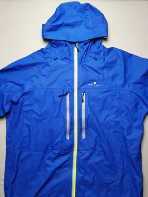 RON HILL Men Size XL Aqualite Tempest Running Jacket (VGC) Packable Hooded Blue - Image 1 of 4