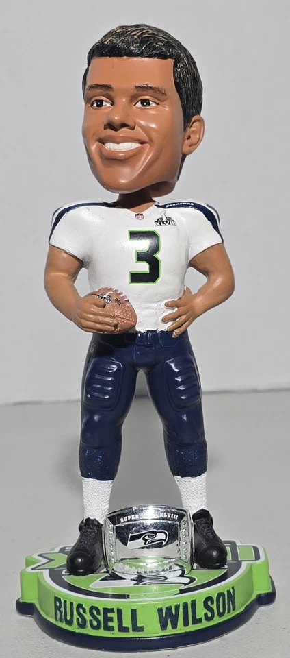 Russell Wilson Seattle Seahawks Super Bowl Champions 2-2-14 Bobblehead con anillo Foto 1 de 4