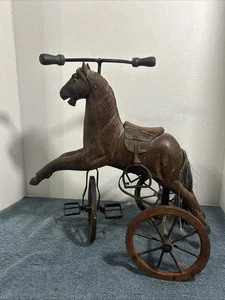 1800s Horse Tricycle Horse Antique Wood And Iron Pedal Horse - Picture 1 of 19