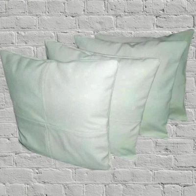 White Leather Square Pillow Cover Soft Cushion Case Living Room & Bedroom - Image 1 of 2