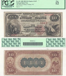 1882 $10 Cohoes, New York Charter 1347 PCGS F-12 - Picture 1 of 1