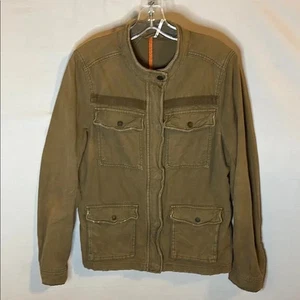 Free People Jacket Womens Medium Utility Military Cargo Distressed Green Grunge - Picture 1 of 7