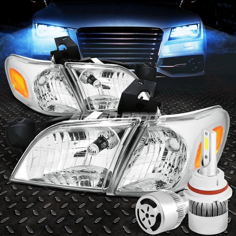 FARO CARCASA CROMADA + ESQUINA ÁMBAR + LED BLANCO 9004 OCULTO CON VENTILADOR PARA 97-05 VENTURE Foto 1 de 4