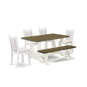 V076MZ001-6 6-Pc Table Set Consists of a Dining Table - 4 Cream Parson... - Picture 1 of 8