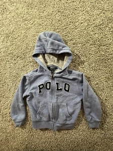 Ralph Lauren Polo Sweatshirt 3/3T Toddler Blue Spell Out Full Zip Hoodie - Picture 1 of 6