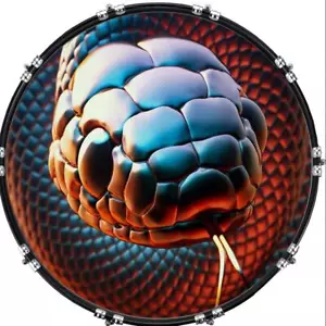 Aquarian 22" Kick Bass Drum Head Graphical Image Front Skin Snake 1 - Picture 1 of 2