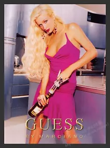Abito con bottiglia sughero Guess anni 2000 stampa pubblicità 2004 Paris Hilton champagne - Foto 1 di 1